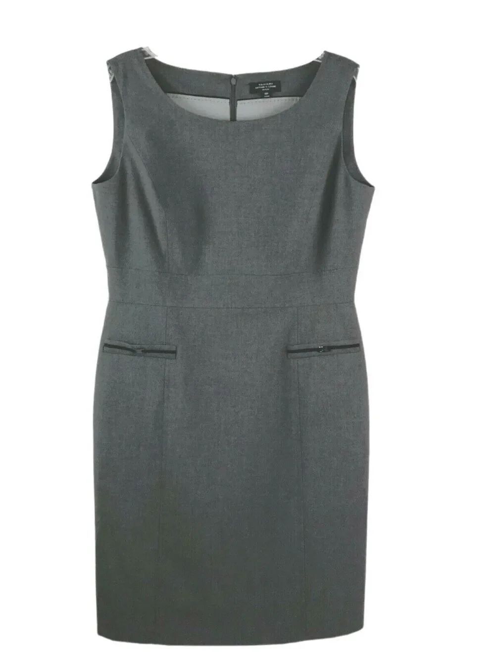 New! Tahari Gray Sleeveless Shift Dress Sz 10P